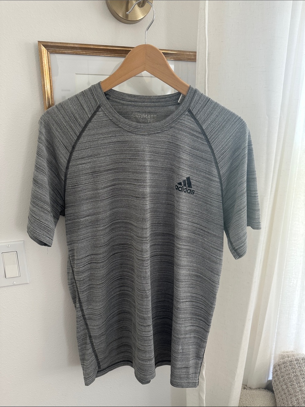 adidas Gray Heather Short-Sleeve Athletic Tee